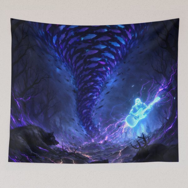 Item preview, Electric Storm Guitarist – Dark Fantasy Energy Art designed and sold by KnitOfShadoF.