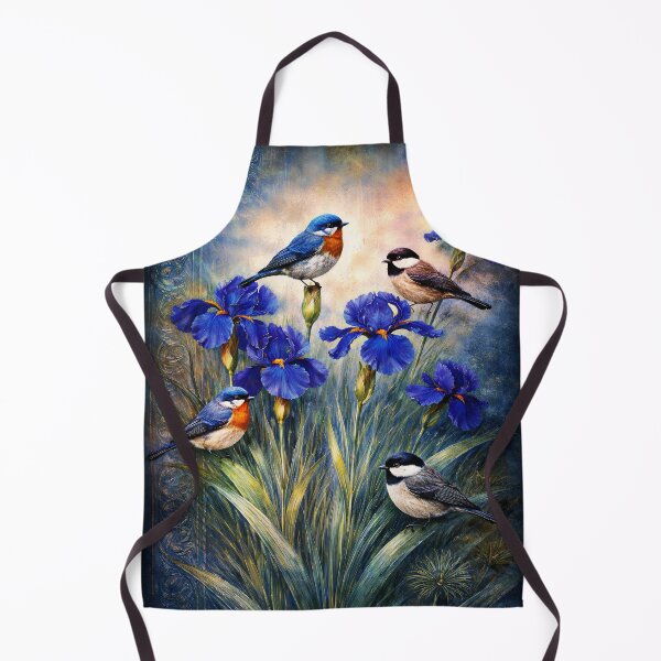 Item preview, The birds and the blue iris flowers  designed and sold by clarazen.