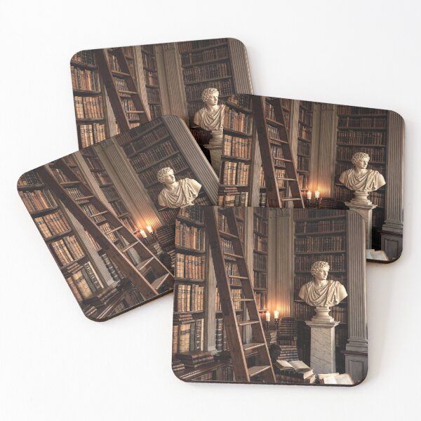 Item preview, Antique Library Ladder — Dark Academia Library Interior Art designed and sold by semenol.