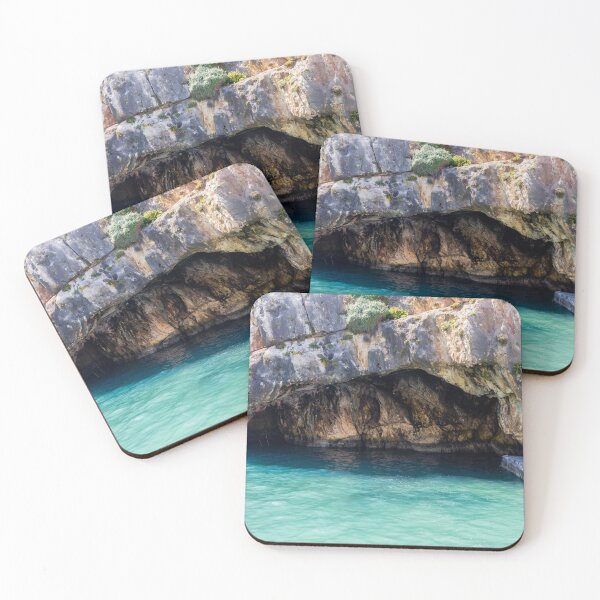 Item preview, Sea Cave Grotto With Turquoise Water and Rocky Cliff Shoreline, Scenic Coastal Mediterranean Seascape designed and sold by Nmallia.