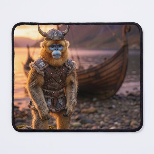 Item preview, Golden Snub-Nosed Monkey Viking Hits the Shore designed and sold by Tridentulus.