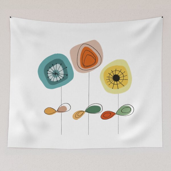 Aperçu de l'œuvre Décoration murale florale trio de style moderne du milieu du siècle créée et vendue par ORcreation.