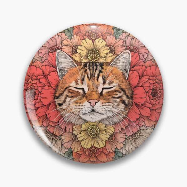 Item preview, Floral Mandala Art cat – Intricate Flower Mandala Design designed and sold by Anime9122.