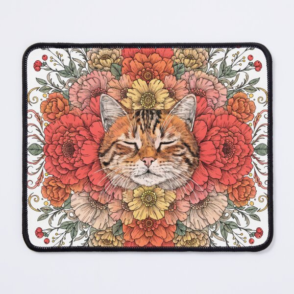 Item preview, Floral Mandala Art cat – Intricate Flower Mandala Design designed and sold by Anime9122.