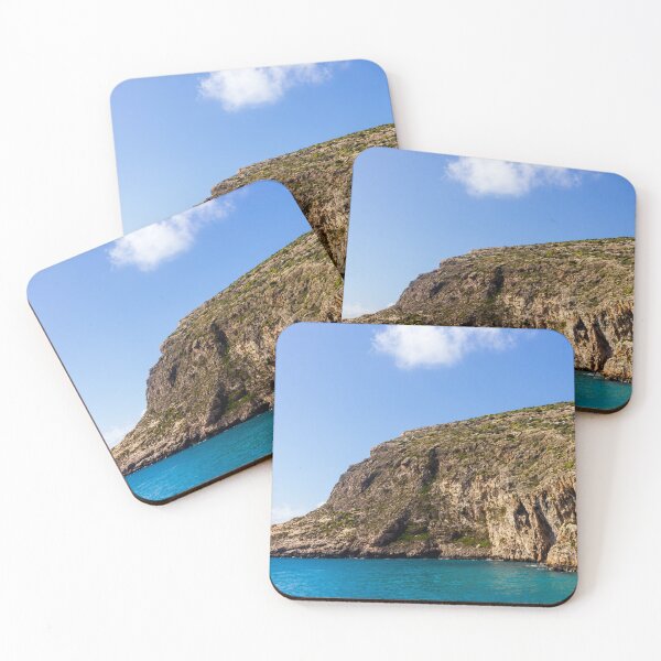 Item preview, Turquoise Sea and Rocky Coastal Cliff Under Blue Sky, Sunny Seascape for Travel and Relaxation designed and sold by Nmallia.