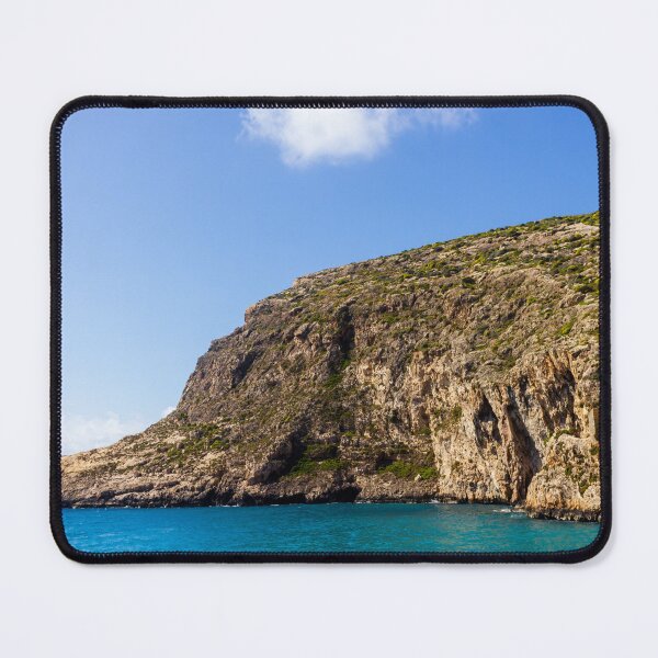 Item preview, Turquoise Sea and Rocky Coastal Cliff Under Blue Sky, Sunny Seascape for Travel and Relaxation designed and sold by Nmallia.