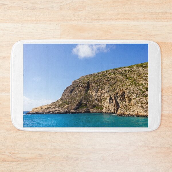 Item preview, Turquoise Sea and Rocky Coastal Cliff Under Blue Sky, Sunny Seascape for Travel and Relaxation designed and sold by Nmallia.