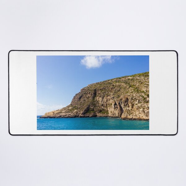 Item preview, Turquoise Sea and Rocky Coastal Cliff Under Blue Sky, Sunny Seascape for Travel and Relaxation designed and sold by Nmallia.