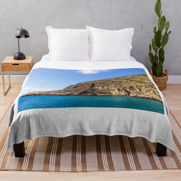 Item preview, Turquoise Sea and Rocky Coastal Cliff Under Blue Sky, Sunny Seascape for Travel and Relaxation designed and sold by Nmallia.