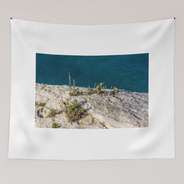 Item preview, Rocky Coastal Cliff With Succulent Plants Overlooking Deep Blue Sea At Sunny Day designed and sold by Nmallia.