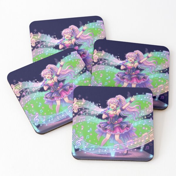 Item preview, Kawaii Anime Pop Star Singing with Floating Musical Notes designed and sold by WalterAdd.