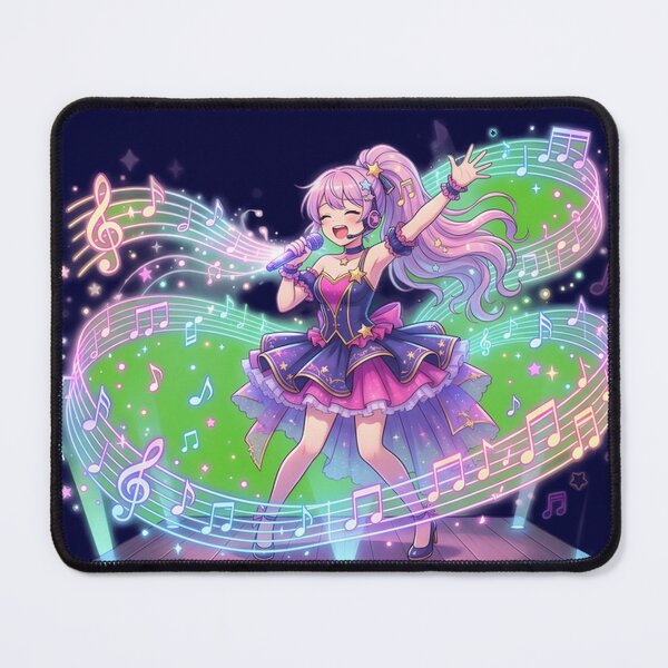 Item preview, Kawaii Anime Pop Star Singing with Floating Musical Notes designed and sold by WalterAdd.