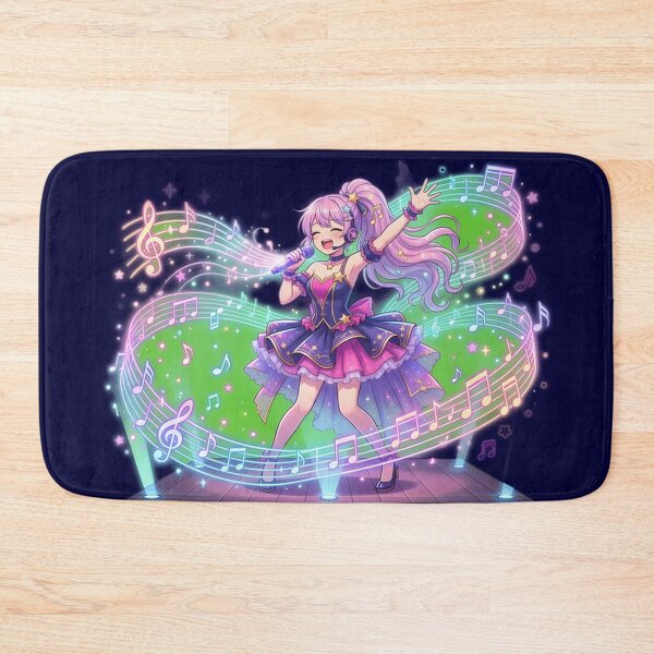 Item preview, Kawaii Anime Pop Star Singing with Floating Musical Notes designed and sold by WalterAdd.
