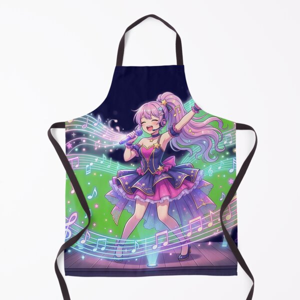 Item preview, Kawaii Anime Pop Star Singing with Floating Musical Notes designed and sold by WalterAdd.