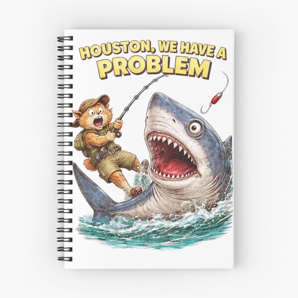 Item preview, Cat Fishing Shark Houston We Have a Problem Sticker – Funny Animal Chaos Art designed and sold by Felixuss.