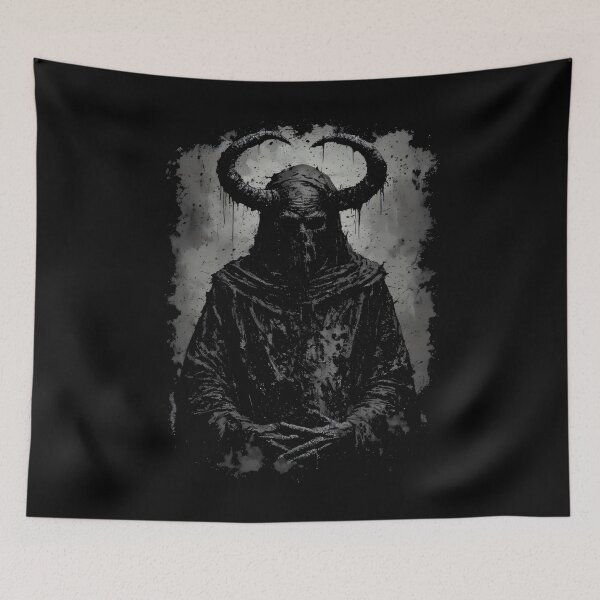 Item preview, Occult Ritual Priest Hooded Figure Dark Gothic Horror Art (BLACK) designed and sold by MorbidDreams.