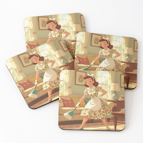 Item preview, Spring cleaning dusting workout housewife cartoon scene designed and sold by Ponted.