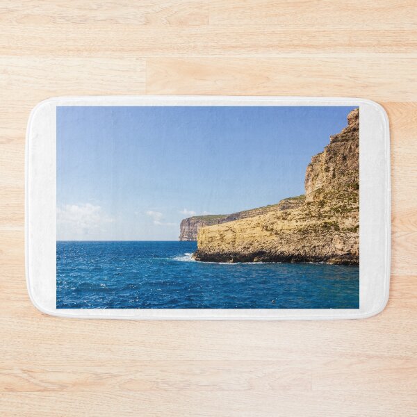 Item preview, Turquoise Sea and Rocky Coastal Cliff Under Blue Sky, Sunny Seascape for Travel and Relaxation designed and sold by Nmallia.