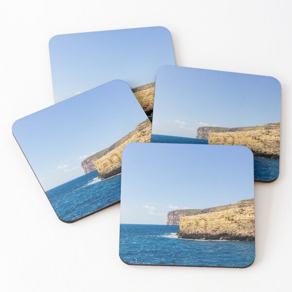 Item preview, Turquoise Sea and Rocky Coastal Cliff Under Blue Sky, Sunny Seascape for Travel and Relaxation designed and sold by Nmallia.
