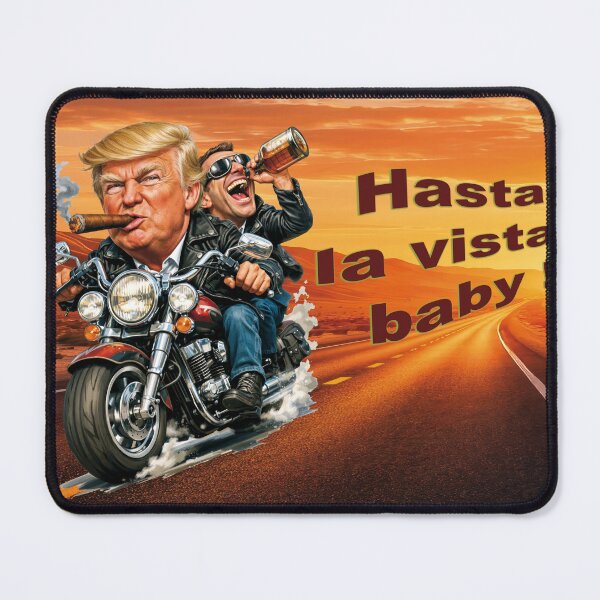 Item preview, Trump on a Motorcycle with Macron, road trip - Hasta la vista, baby! designed and sold by Alan-David.