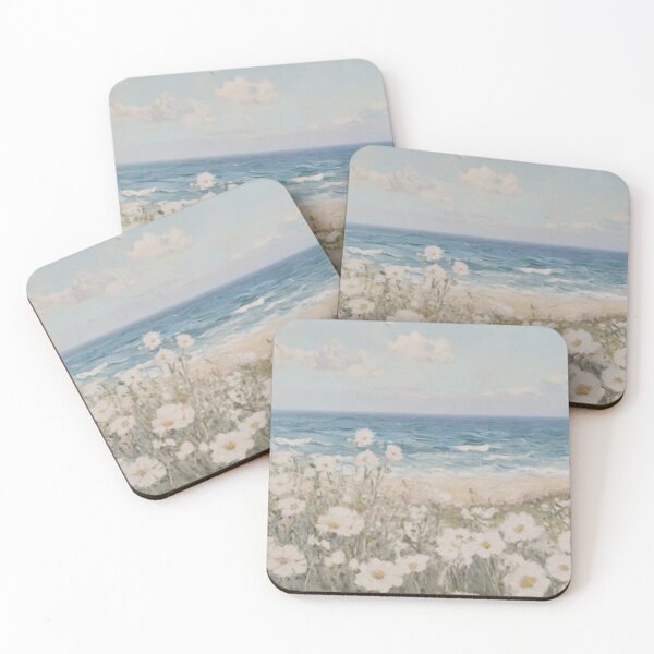 Item preview, French Coastal Landscape Painting, Soft Ocean Meadow Art, Romantic Beach Scene, Impressionist Coastal Wall Decor designed and sold by CARRAANN.