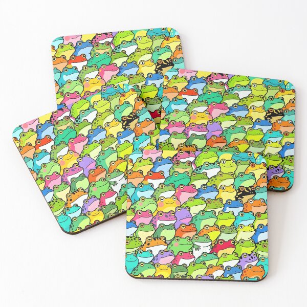 Item preview, Frog Heads Pattern - Kawaii Frogs Seamless Vibrant Repeat Design designed and sold by WowDezign.