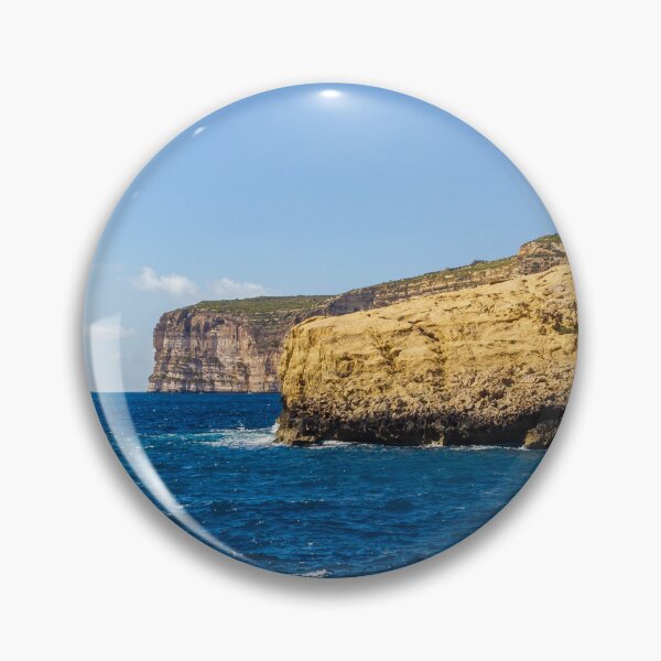 Item preview, Turquoise Sea and Rocky Coastal Cliff Under Blue Sky, Sunny Seascape for Travel and Relaxation designed and sold by Nmallia.