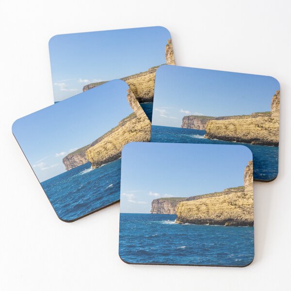 Item preview, Turquoise Sea and Rocky Coastal Cliff Under Blue Sky, Sunny Seascape for Travel and Relaxation designed and sold by Nmallia.