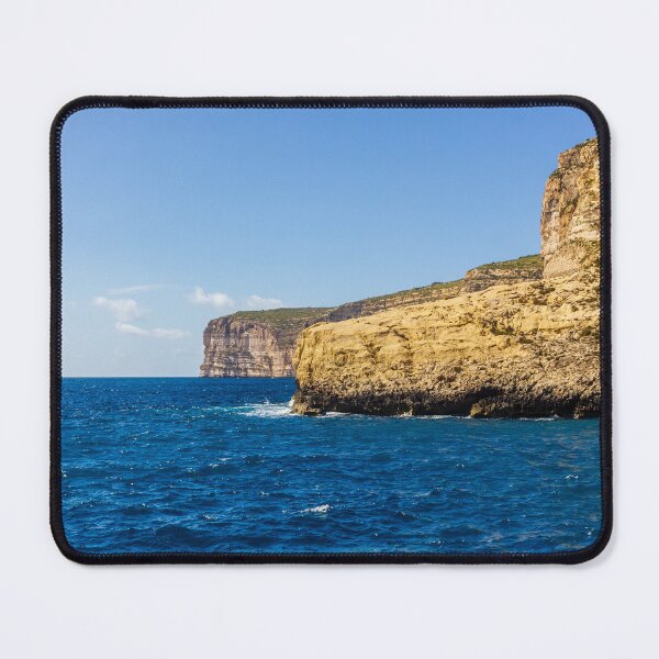Item preview, Turquoise Sea and Rocky Coastal Cliff Under Blue Sky, Sunny Seascape for Travel and Relaxation designed and sold by Nmallia.