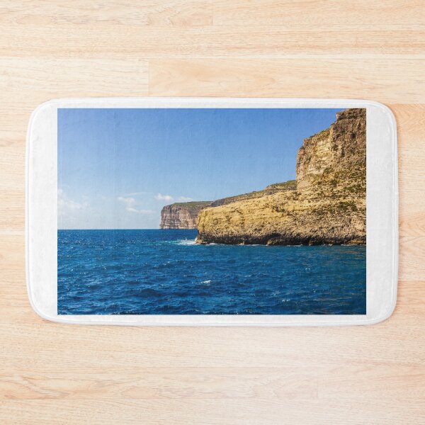 Item preview, Turquoise Sea and Rocky Coastal Cliff Under Blue Sky, Sunny Seascape for Travel and Relaxation designed and sold by Nmallia.