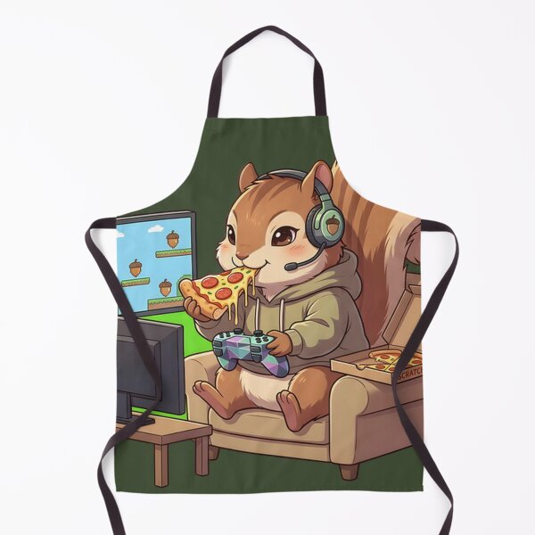 Item preview, Cute Squirrel Gamer Enjoying Pizza & Playtime - Chibi Gaming Session designed and sold by WalterAdd.