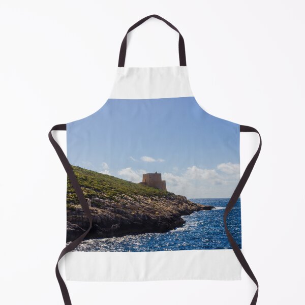 Item preview, Historic Coastal Watchtower On Rocky Headland Over Sparkling Blue Sea Under Sunny Sky And Clouds designed and sold by Nmallia.