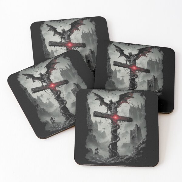 Item preview, Fallen Angel Crucifix Gothic Horror Religious Art (BLACK) designed and sold by MorbidDreams.