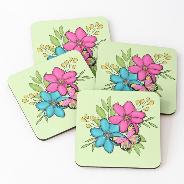 Item preview, Tropical Summer Florals and Butterfly designed and sold by NotPrettyinPink.