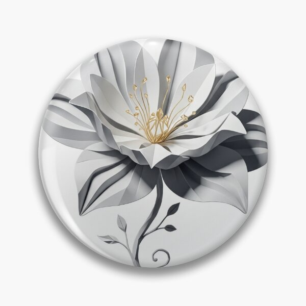 Item preview, Single white flower with geometric petals resembling origami, sharp shadows, ultra-clean transparent background designed and sold by skevents1.