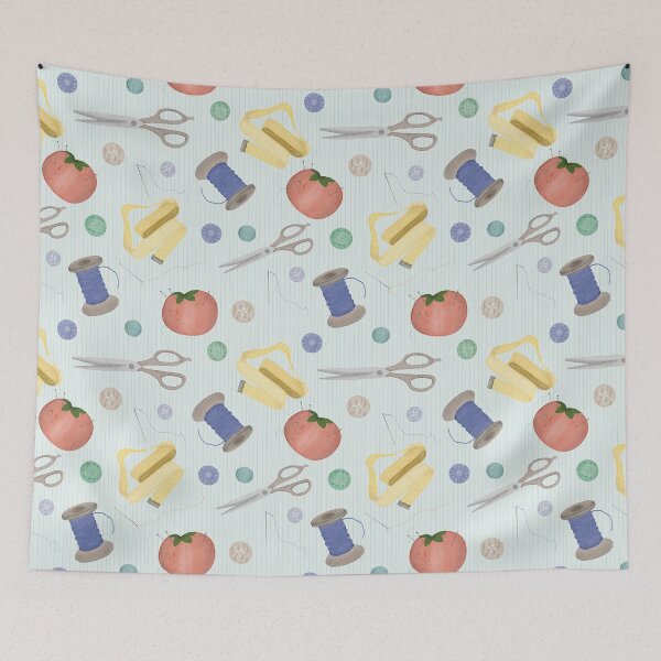 Item preview, Vintage Watercolor Sewing Kit Seamless Pattern designed and sold by Seamlessly Buffalo.