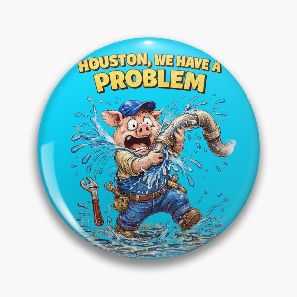 Item preview, Pig Plumber Houston We Have a Problem Sticker – Funny Plumbing Disaster Animal Art designed and sold by Felixuss.