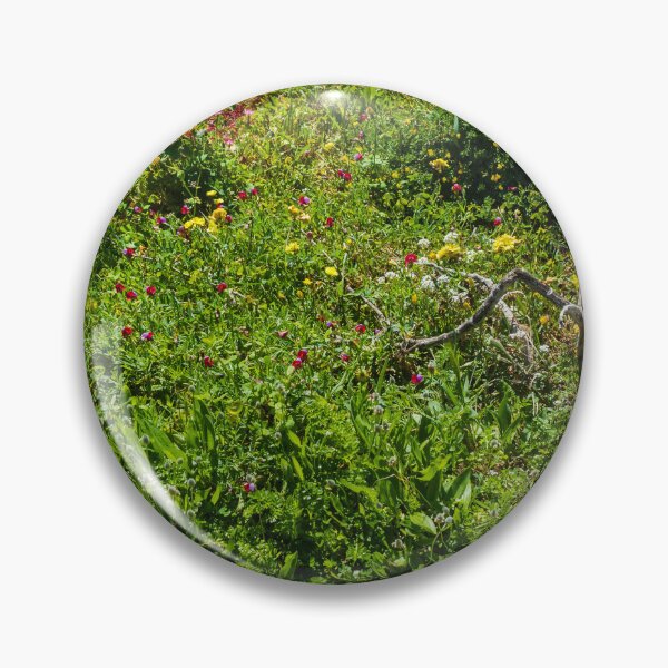 Item preview, Coastal Wildflowers On A Rocky Shore With Lush Green Vegetation And Sunlit Rocks designed and sold by Nmallia.