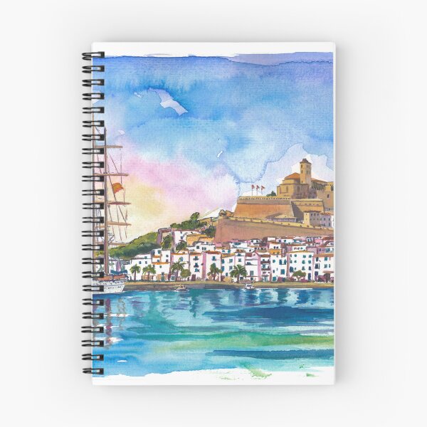 Item preview, Ibiza Old Town Harbor Painting – Mediterranean Coastal Wall Art with Beach, Palm & Sea View designed and sold by artshop77.