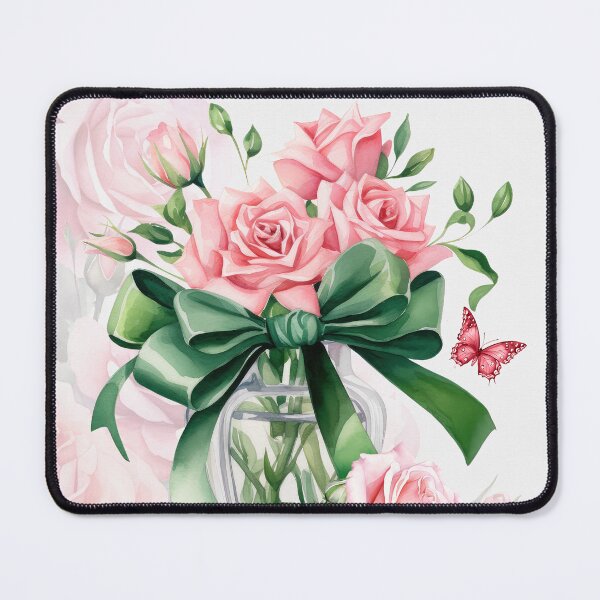 Item preview, Vase of Pink Roses and Butterflies designed and sold by SalonOfArt.