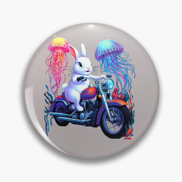Item preview, Jellyfish and kawaii rabbit on a motorcycle designed and sold by madevdine.