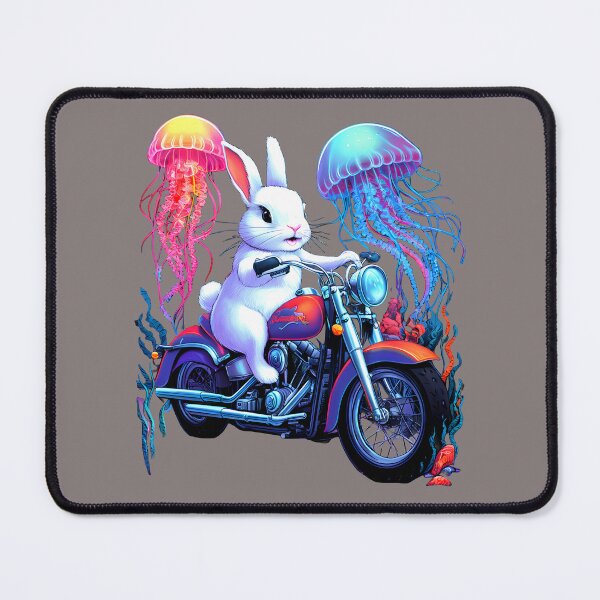 Item preview, Jellyfish and kawaii rabbit on a motorcycle designed and sold by madevdine.