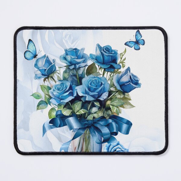 Item preview, Vase of Blue Roses with Butterflies designed and sold by SalonOfArt.