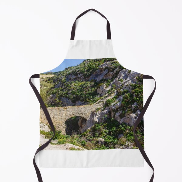 Item preview, Ancient Stone Arch Bridge and Steep Staircase Over a Rocky Green Mediterranean Ravine designed and sold by Nmallia.