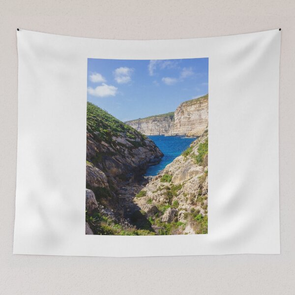 Item preview, Dramatic Rocky Cliffs and Blue Cove Overlooking Clear Mediterranean Sea on Sunny Day designed and sold by Nmallia.