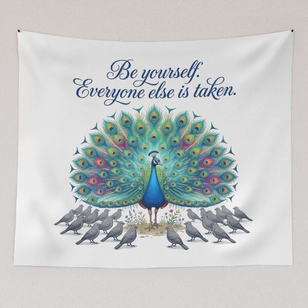 Item preview, be yourself, peacock design, peacock lovers, colorful peacock designed and sold by TrueArtVibes.