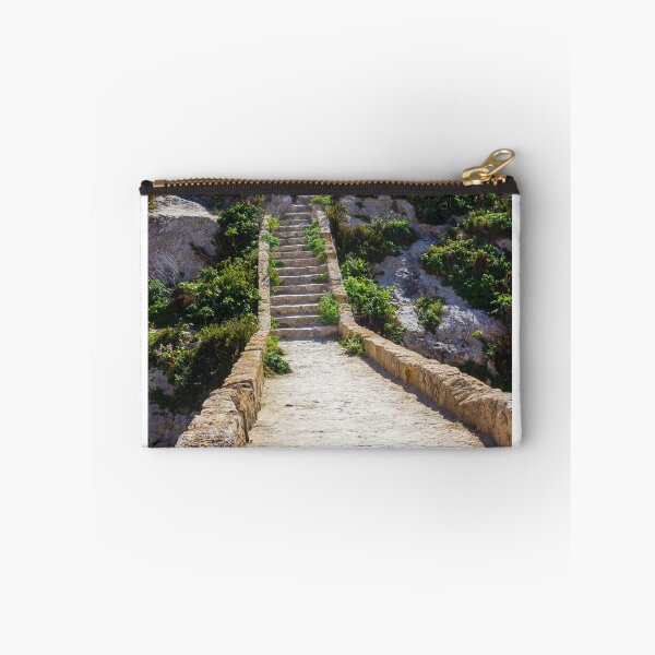 Item preview, Stone Steps and Narrow Pathway Leading Up Rocky Cliff Surrounded by Green Mediterranean Vegetation designed and sold by Nmallia.