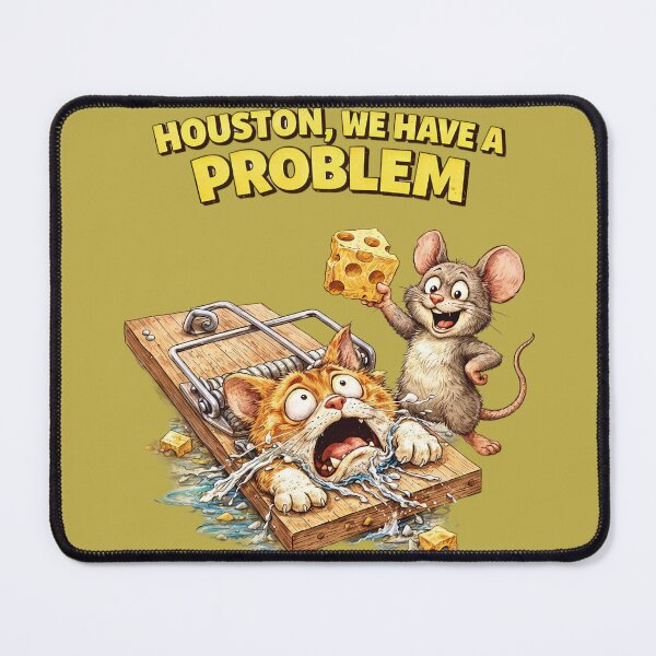 Item preview, Mouse Caught Cat Houston We Have a Problem Sticker – Funny Role Reversal Animal Trap Art designed and sold by Felixuss.