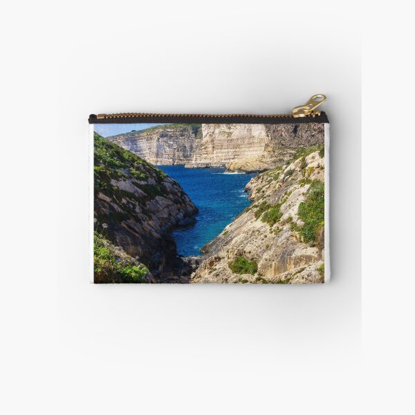 Item preview, Dramatic Rocky Cliffs and Blue Cove Overlooking Clear Mediterranean Sea on Sunny Day designed and sold by Nmallia.