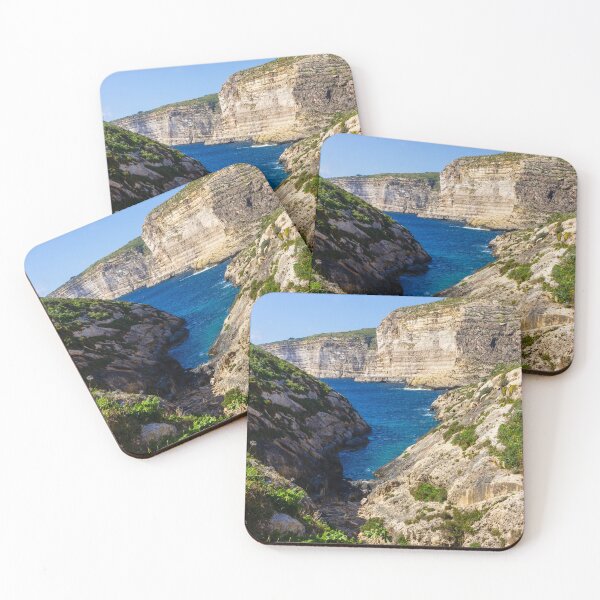 Item preview, Dramatic Rocky Cliffs and Blue Cove Overlooking Clear Mediterranean Sea on Sunny Day designed and sold by Nmallia.